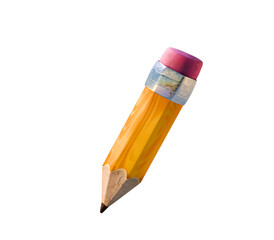 A cartoon-style 3D yellow pencil on a white background with detailed reflections and shadows. A highly detailed design perfect for Knowledge Day, September 1st, or back-to-school themes.