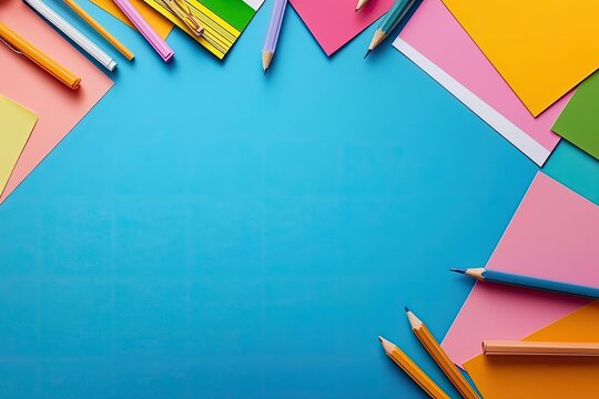 Creative desk organization featuring colorful office supplies and productivity tips for colleagues