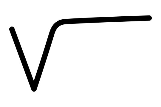 Square root icon. Sketch. Hand drawn. Vector illustration. Check mark. Calculating square root from number. Outline on isolated white background. Doodle style. Idea for web design.