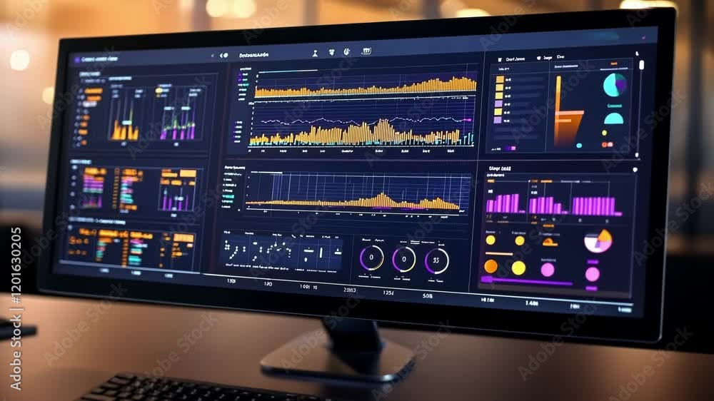 Aufkleber financial data analysis dashboard showing various charts and graphs, providing insights into market 