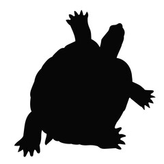 turtle crawling top view black silhouette vector