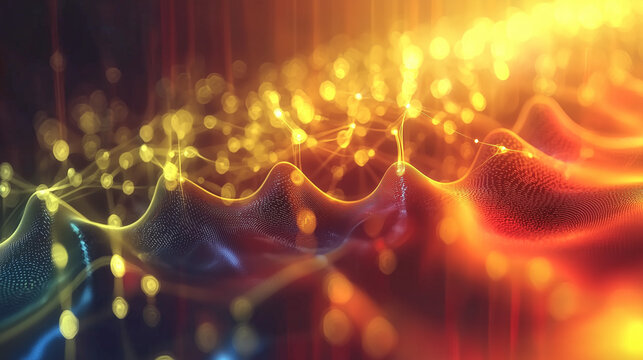 A visualization of the Heisenberg uncertainty principle, showing particles blurred in both position and momentum, glowing with energy waves, symbolizing the fundamental limits of quantum measurement.
