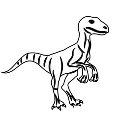 dinosaur on hind legs sketch, outline vector
