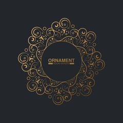 Luxury dark Gold round floral frame design
