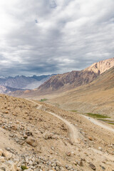 View of beautiful himalayan mountains at khardungla pass, passing through the khardung la road is the world's highest motorable road in ladakh, India.