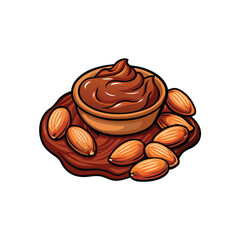 Create a realistic vector illustration of a handful of almonds and hazelnuts.  The nuts should be arranged in a visually appealing and natural way.