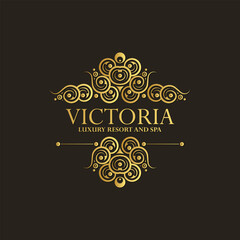 Luxury hotel label template. Trendy vintage royal ornament frames illustration.