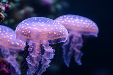 Bioluminescent Jellyfish in Ocean Depths for Marine Life Design