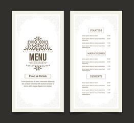 Fototapeta premium Menu Layout with ornamental Elements