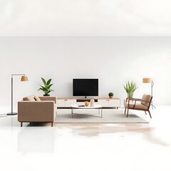 Scandinavian Living Room Interior Design with Sofa. 3D Rendering