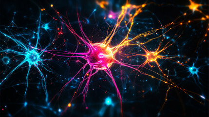 Glowing Neural Rays in a Vibrant Abstract Design