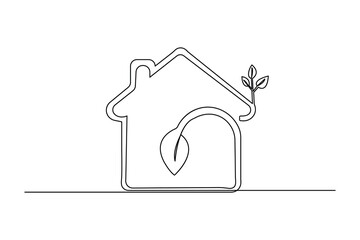  Ecology Sustainable continuous one line drawing of Isolated outline vector design black-white background 