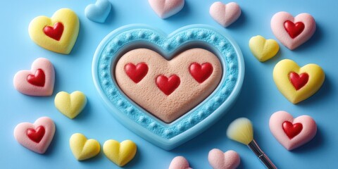A delightful heart-shaped cookie rests invitingly with a small spoon, perfect for sharing sweet moments on Valentine's Day.