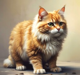 Fototapeta premium Illustration of fluffy cat.