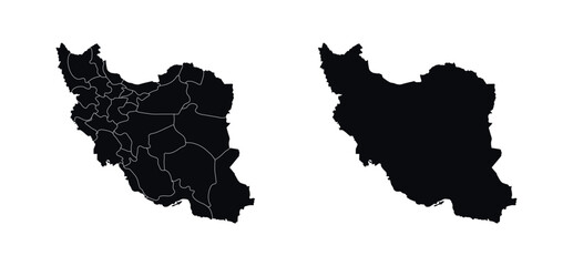 
Iran Map vector icon. Map of Iran Black Silhouette.