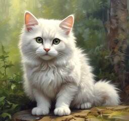 Illustration of fluffy cat.
