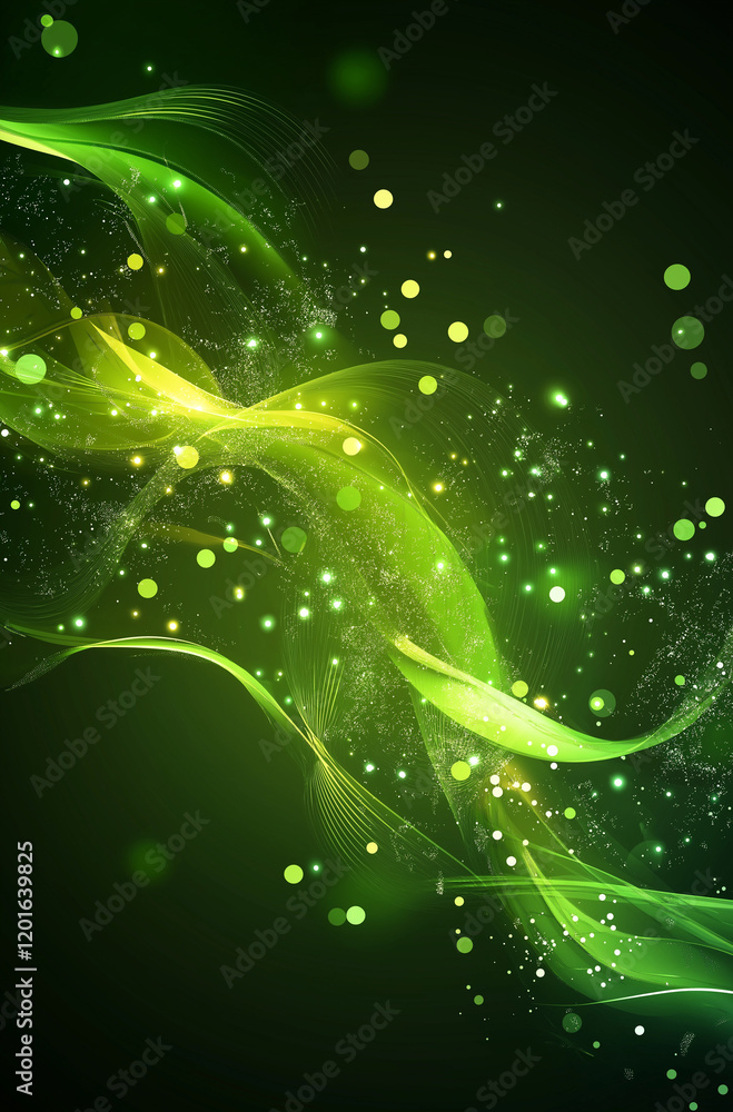 Poster elegant green abstract background with soft blurred shapes and smooth curves, high-resolution digita