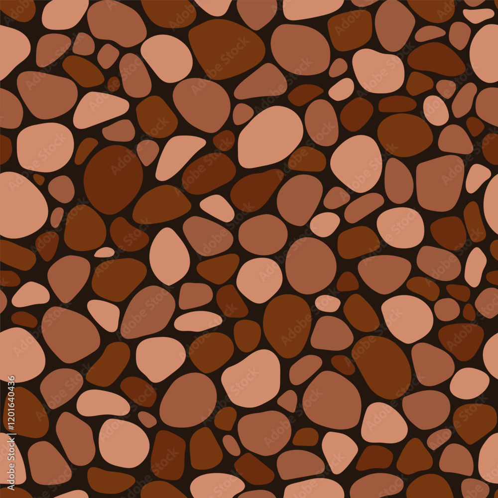 Wall mural cobblestone mosaic seamless pattern, brown stone texture. vector abstract repeat background