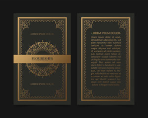 Luxury gold dark calligraphy ornament frame line design