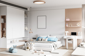 Interior Kids Room Wall Mockup - 3d rendering, 3d illustration