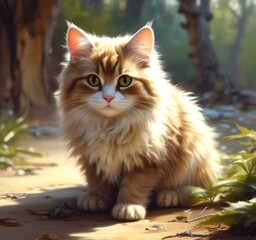Obraz premium Illustration of fluffy cat.