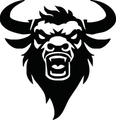 Silhouette Bull Head Icon Vector. Bull head icon isolated on white background.