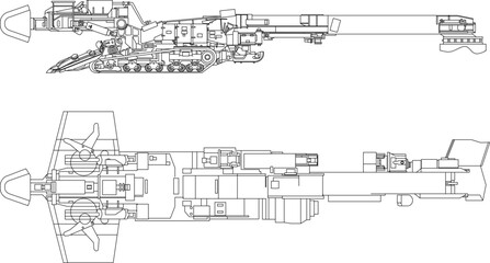vector illustration design prototype image of military vehicle for combat with modern weapons 