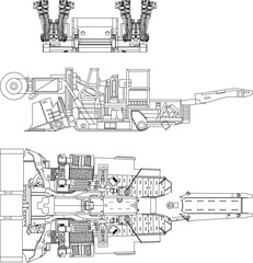Obraz premium vector illustration design prototype image of military vehicle for combat with modern weapons
