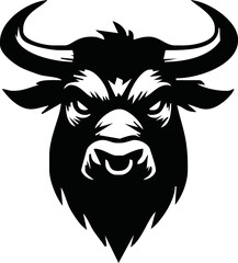 Silhouette Bull Head Icon Vector. Bull head icon isolated on white background.