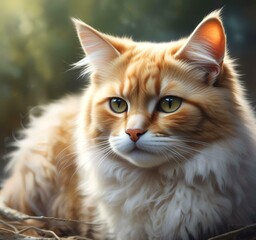 Fototapeta premium Illustration of fluffy cat.