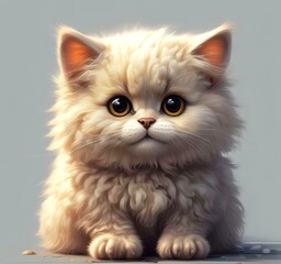Fototapeta premium Illustration of fluffy cat.