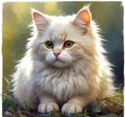 Fototapeta premium Illustration of fluffy cat.
