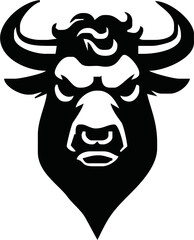Silhouette Bull Head Icon Vector. Bull head icon isolated on white background.