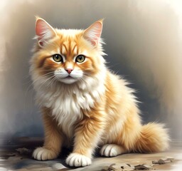 Fototapeta premium Illustration of fluffy cat.