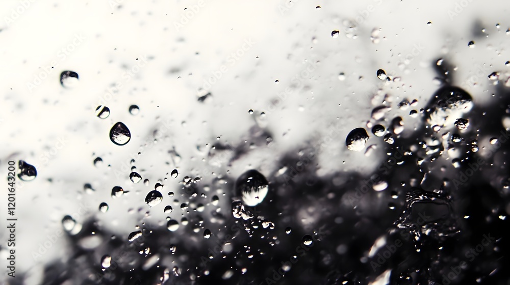 Aufkleber close-up of water droplets on a surface, creating a textured and atmospheric effect.