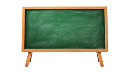 Green chalkboard with stand isolated on white background 