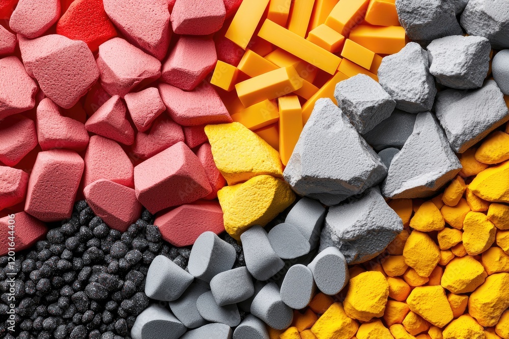 Poster high-resolution electron microscopy image capturing the texture of different materials