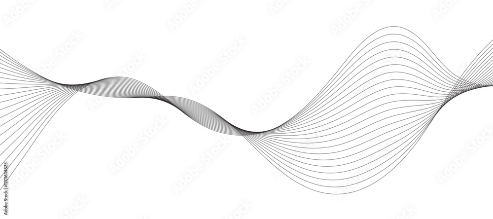 Aufkleber abstract flowing wave line. digital frequency equalizer. technology line art background.