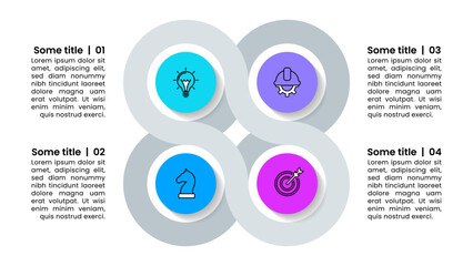 Infographic template. 4 connected circles with icons