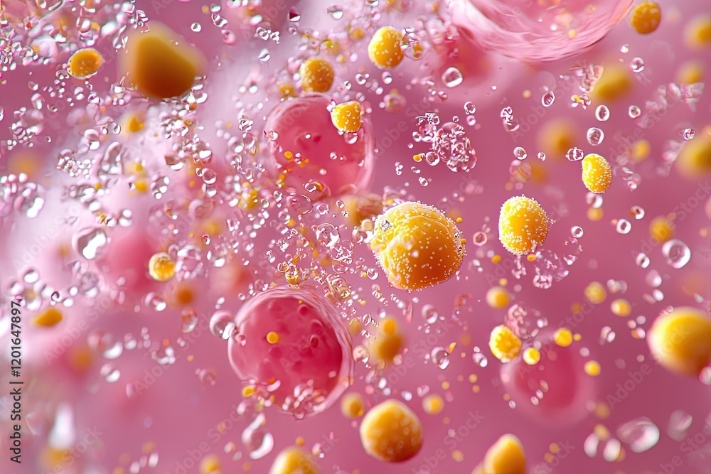 Poster enhanced microscope view of bacteria in a laboratory setting, neutral background