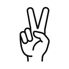 Obraz premium Peace sign gesture illustration in minimalistic style, vector design 