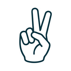 Obraz premium Hand in a victory pose illustration in minimalistic style, vector design