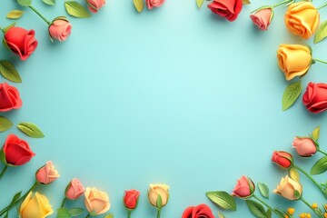 A vibrant circle of roses in various colors, radiating love and beauty, perfect for celebrating the spirit of Valentine's Day.