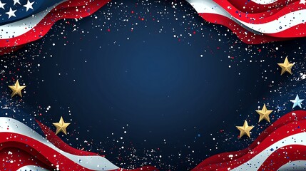 Festive American Flag Background with Stars and Confetti for Independence Day