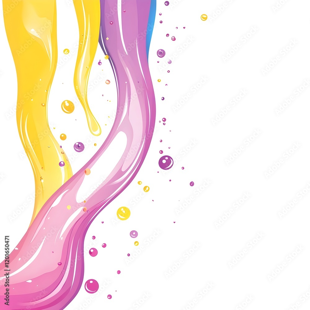 Poster colorful liquid drips with bubbles, creating a vibrant and playful design element.