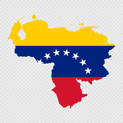 Obraz premium Venezuela map silhouette with flag.