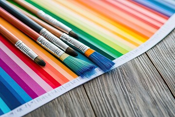 Detailed close-up of vibrant branding elements and color palettes arranged on designer s table