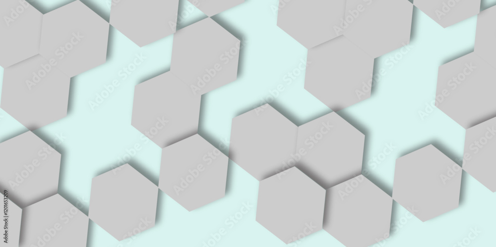 Poster abstract 3d white and grey hexagon pattern texture honeycomb geometric concept movement illustration