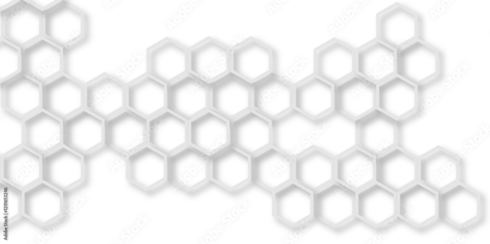 Poster abstract 3d silver hexagon pattern texture honeycomb geometric concept movement illustration renderi