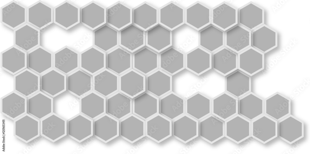 Poster abstract 3d silver hexagon pattern texture honeycomb geometric concept movement illustration renderi